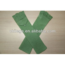 knitted long cuff cashmere gloves mittens with flap